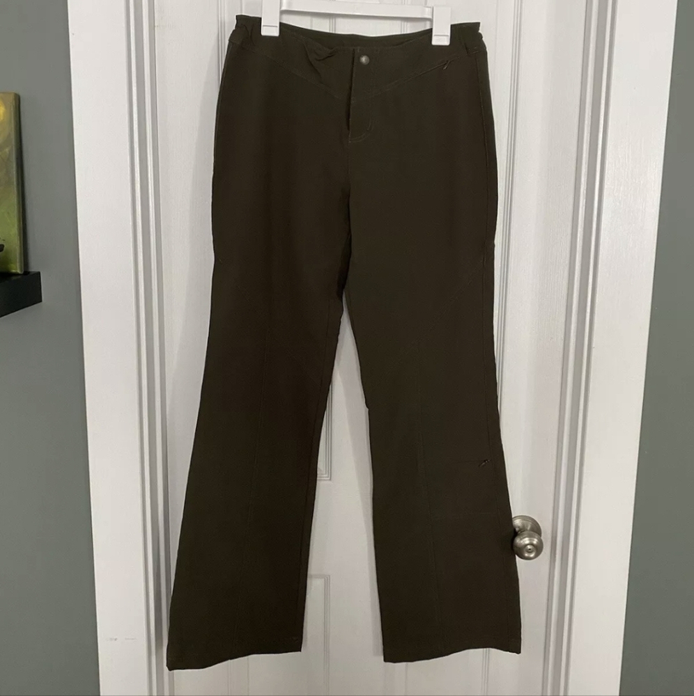 Athleta Mossy Brown Straight Leg Lined Hiking Pants Zip Pocket 10T 10 Tall EUC